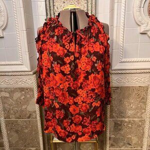 Est 1946. Size XL. Cold Shoulder. Chiffon. Pullover. Ruffled. BOHO. B18
